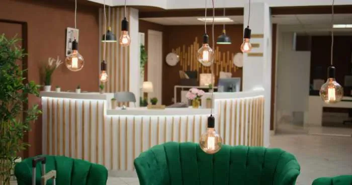 Restaurant reception area interior design in Hyderabad